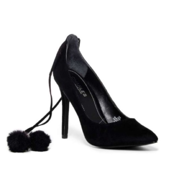 Charles David Black Petunia Pompom Wrap Pumps - Picture 3 of 8
